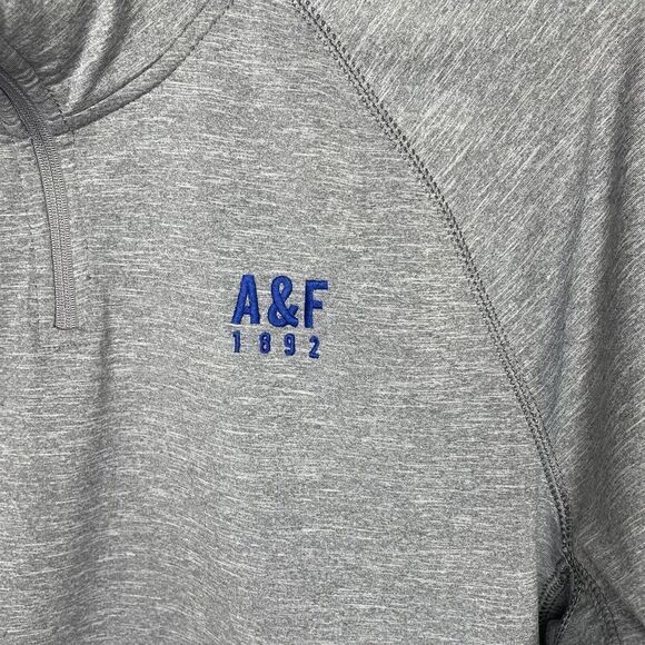 ABERCROMBIE & FITCH Mens Heather Gray 1/4-Zip Performance Sweatshirt Sz M - Picture 6 of 12